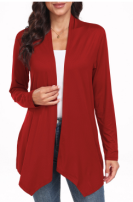 WD Womens Casual Lightweight with Pocketes Long Sleeve Open Front Cardigan